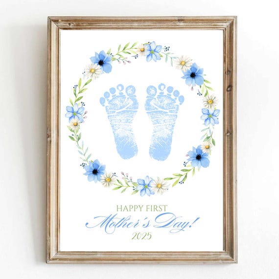 Gift Card For Mothers Day Baby Handprint Footprint Activity Craft First Mothers Day Gift For Mommy Mum Or Grandma From Kids