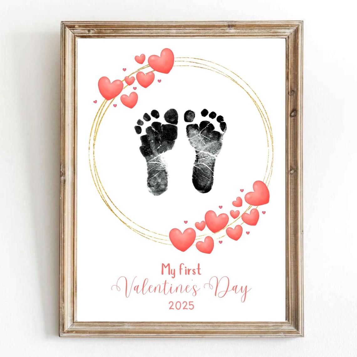 My First Valentines Day Footprint Keepsake Art Print