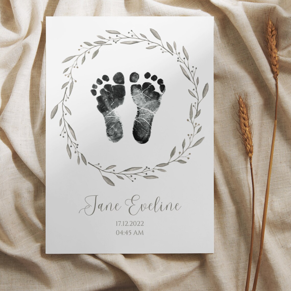 Baby Footprint Floral Newborn Footprint Art Print - Image 2