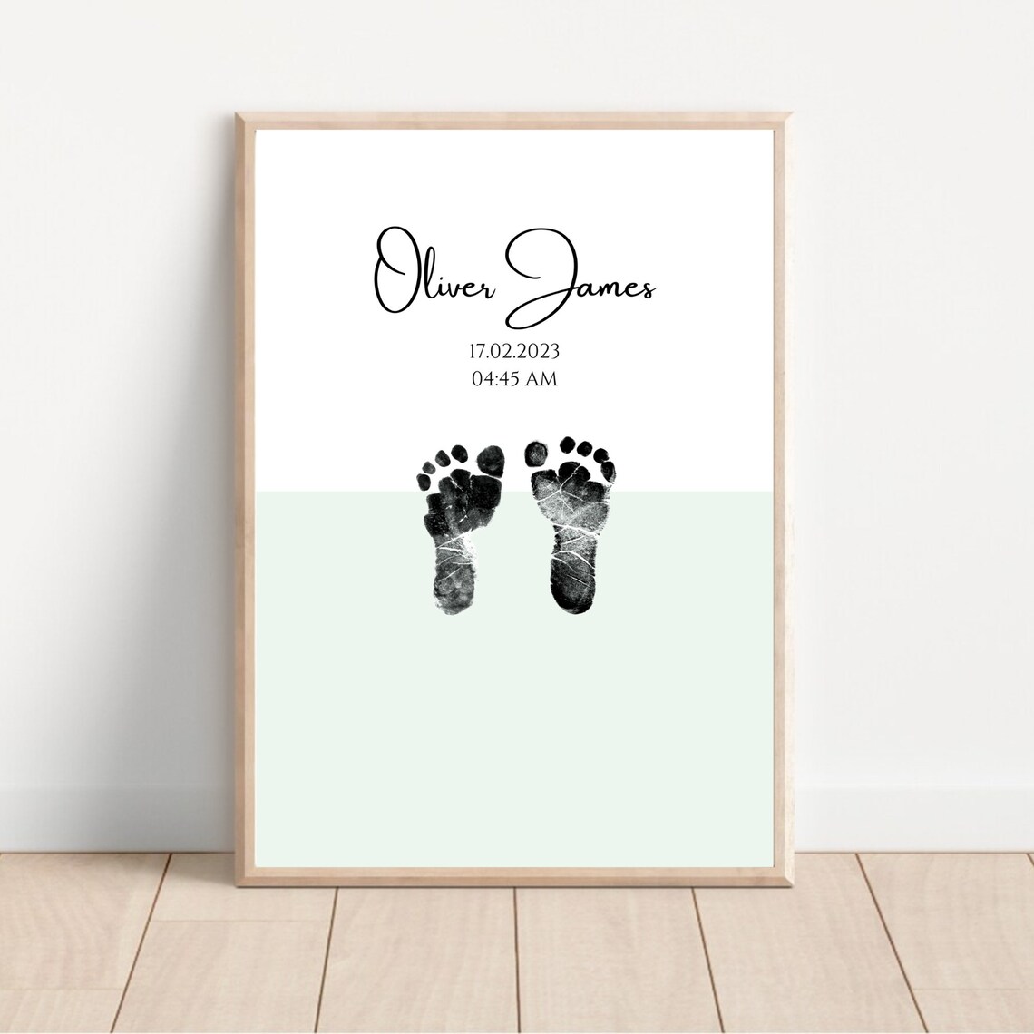Personalized Pastel Baby Footprint Keepsake Art Print