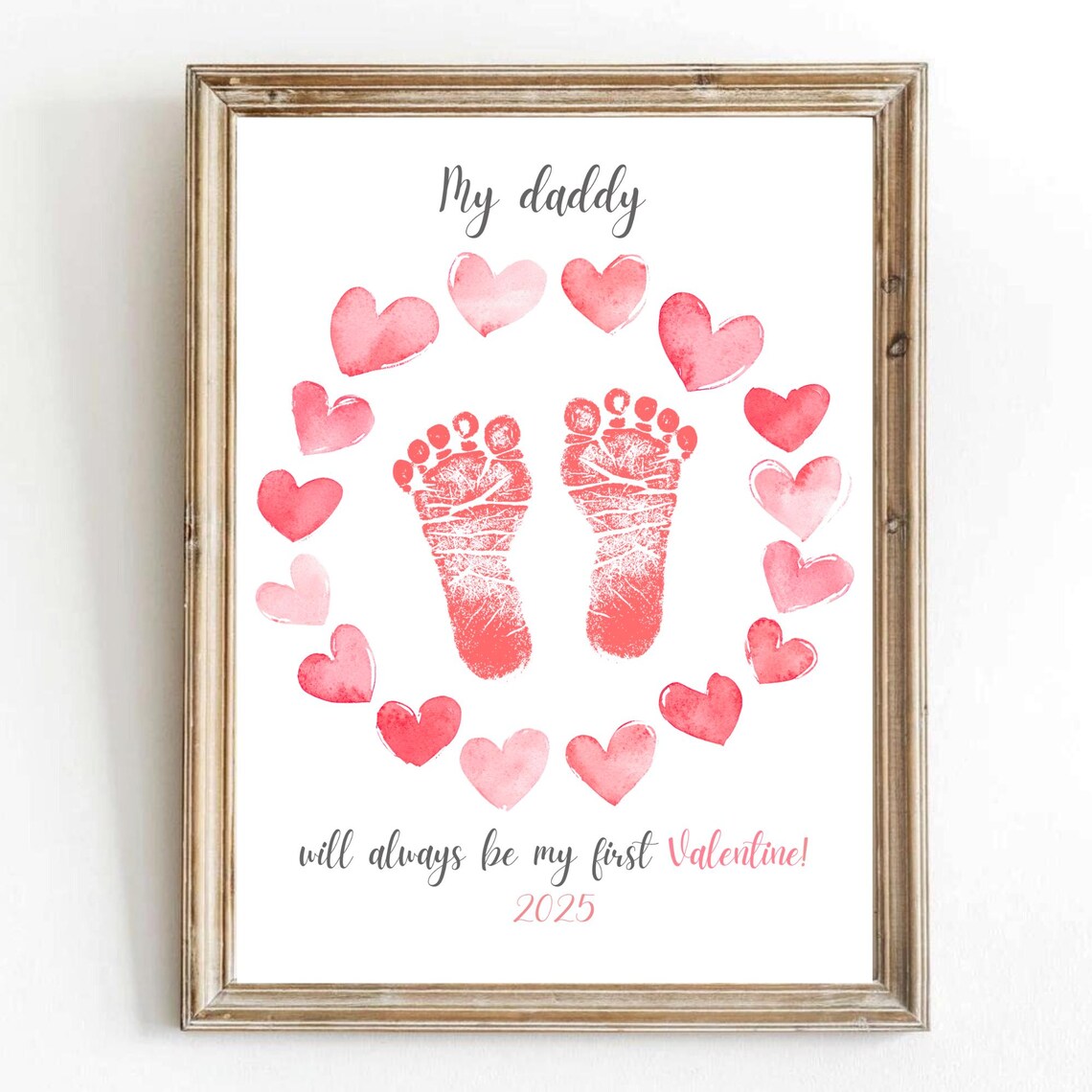 Daddy You're My First Valentine Handprint Heart Love Print