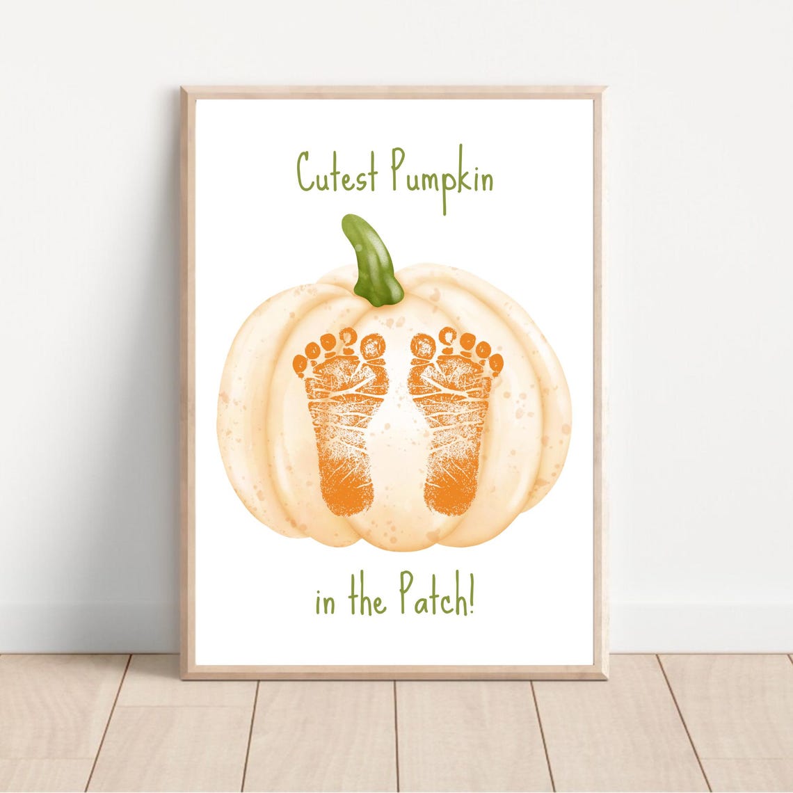 Cutest Pumpkin In The Patch Baby Footprint Orange Halloween Keepsake - Image 3