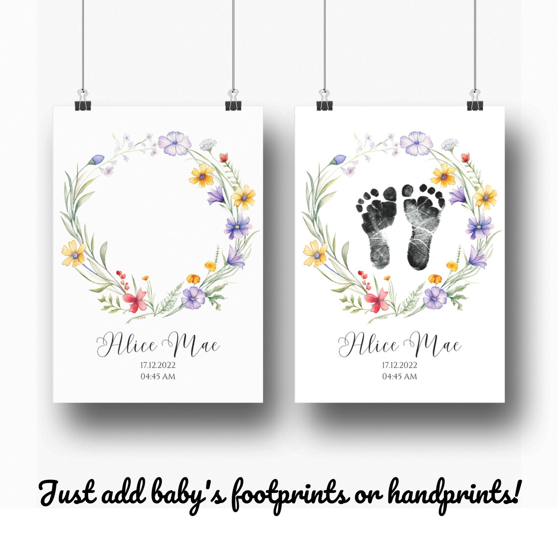 Custom Watercolor Wildflowers Nursery Footprint Kit - Image 3