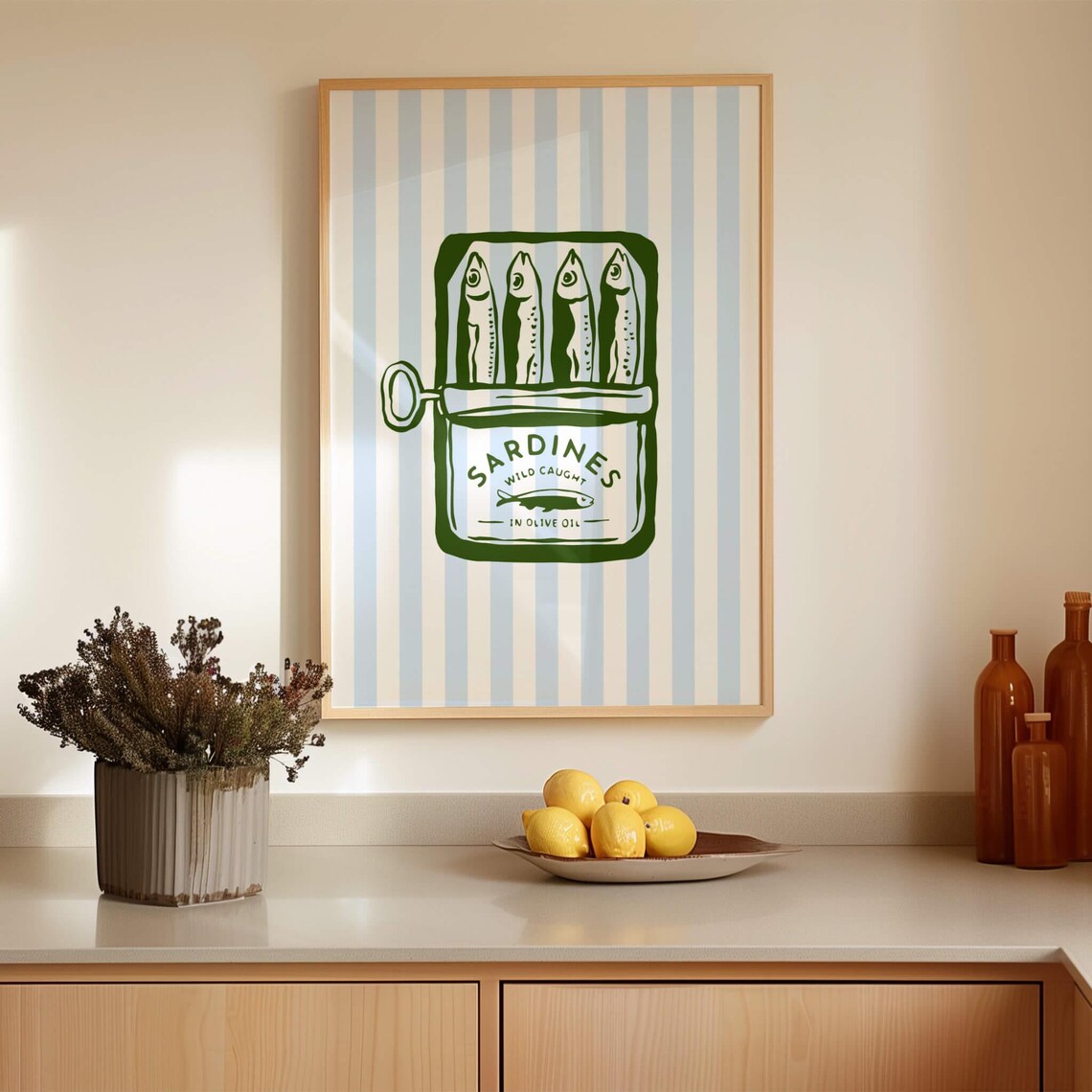 Sardines Fish Print, Retro Kitchen Wall Art - Image 2