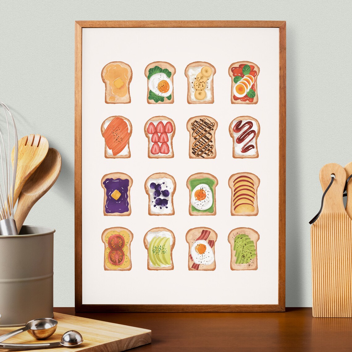 Avocado Toast Breakfast Art Print, Minimalist Kitchen Decor - Image 3