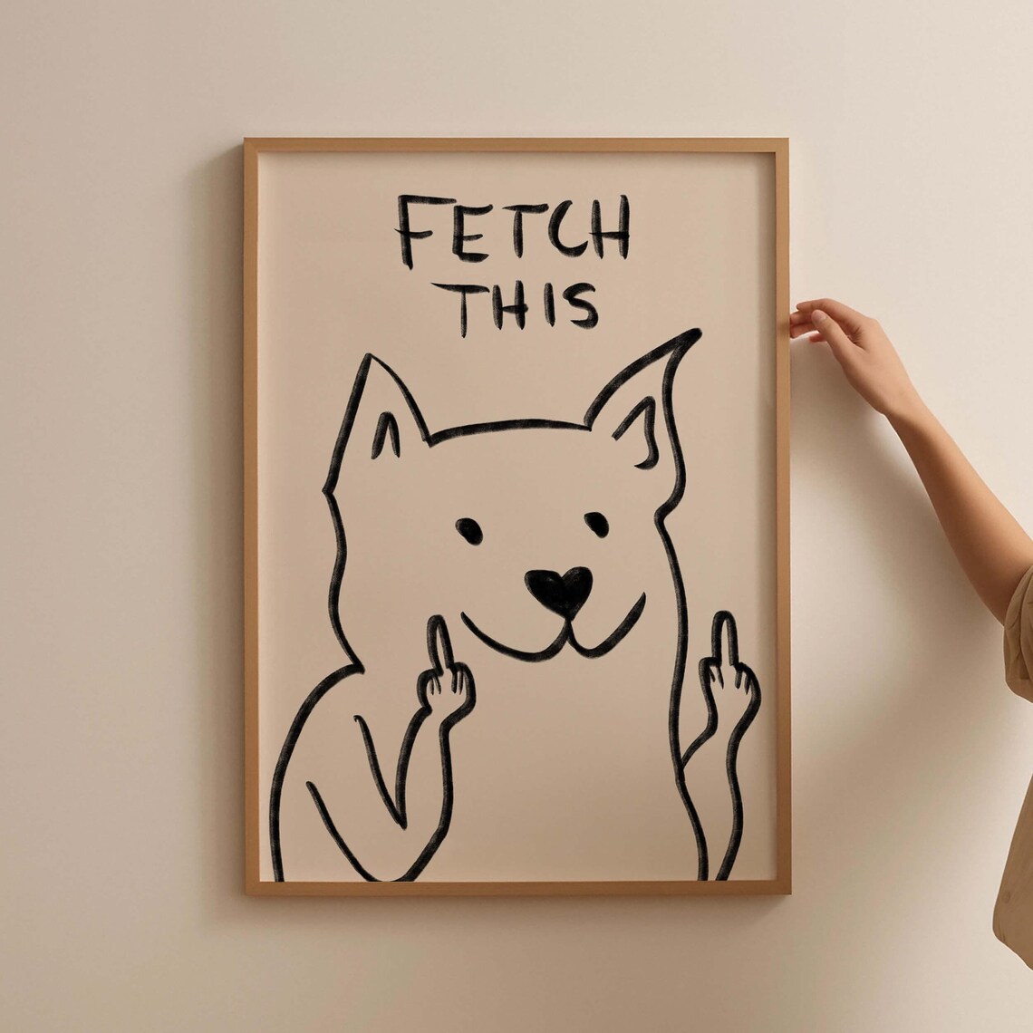 Fetch This Dog Typography Art Print, Funny Minimalist