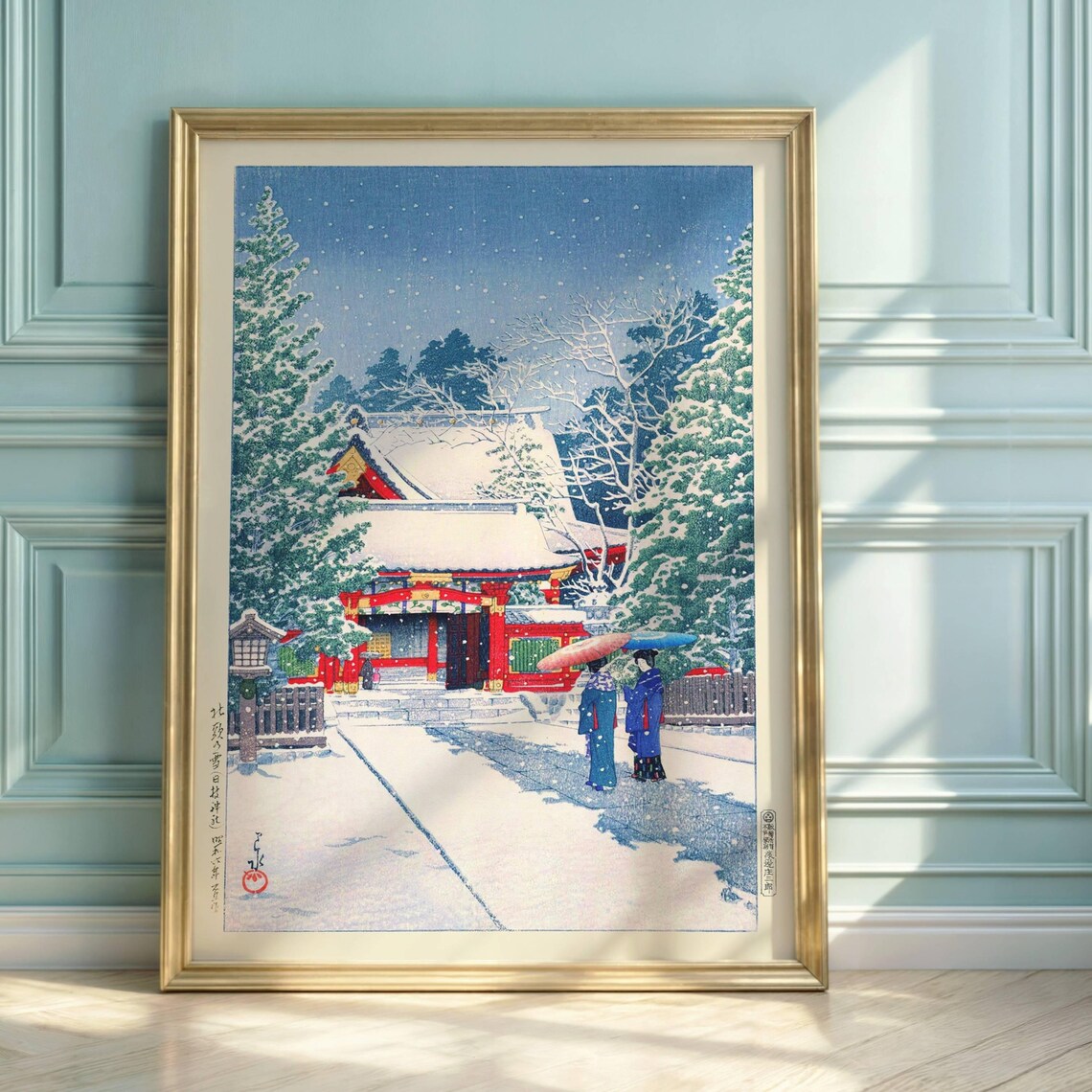 Hasui Kawase Snowy Temple Winter Japanese Woodblock Art Poster
