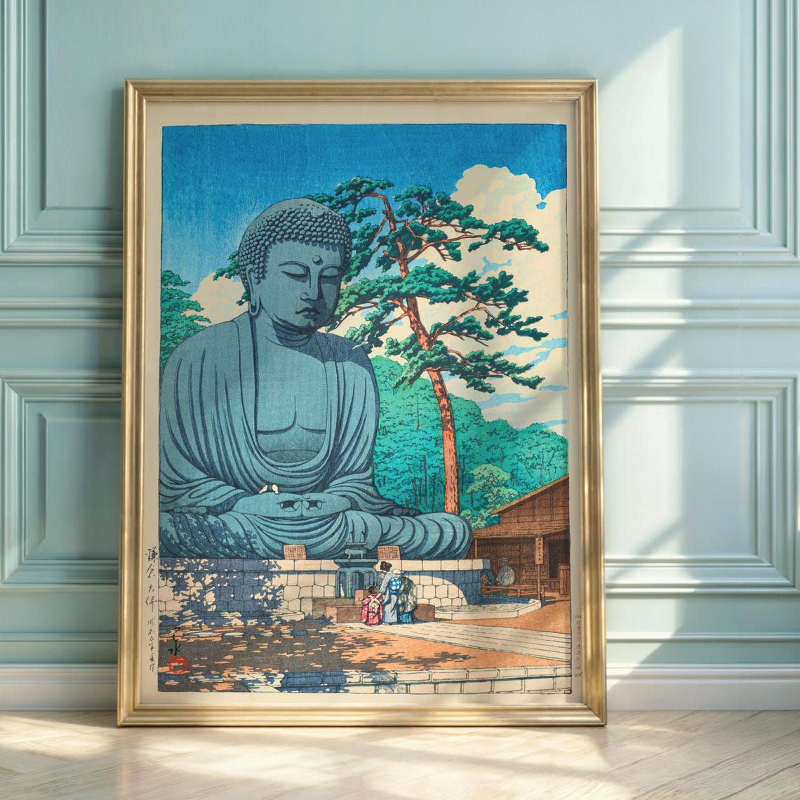 Kamakura Daibutsu The Great Buddha At By Hasui Kawase Japanese Poster Japandi Spiritual Decor