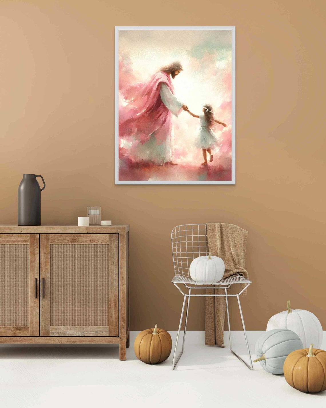 Always With Her Christian Wall Art Jesus And Girl Art Picture Of Jesus Lds Art Bible Verse Wall Art Jesus With Children Baptism Art - Image 2