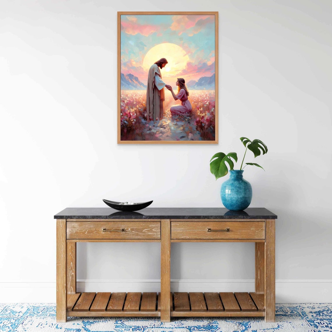 Forgiven And Loved Christian Art Jesus And Woman Jesus Wall Art Lds Art Bible Verse Wall Art Christian Painting Jesus With Girl Art - Image 6
