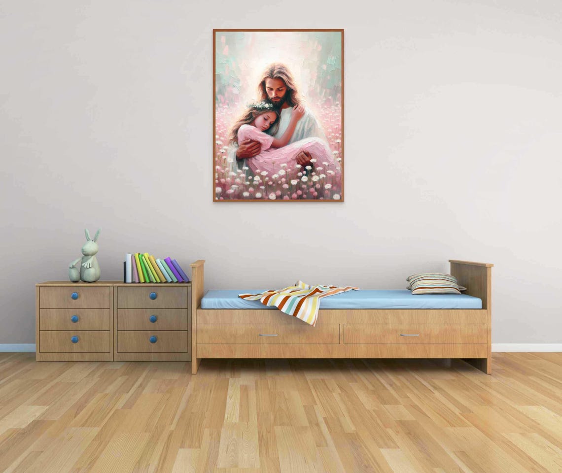 Save Her Christian Wall Art Jesus And Girl Picture Of Jesus Lds Painting Bible Prints Christian Nursery Art Jesus Prints Jesus Art - Image 3