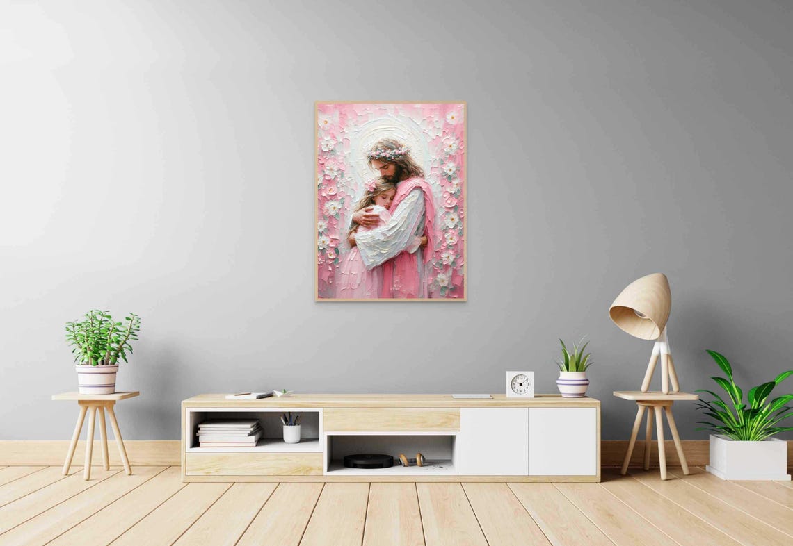 Love Him Christian Painting Jesus And Girl Picture Of Christ Lds Painting Bible Wall Art Christ And Kids Jesus Picture Jesus Prints - Image 3