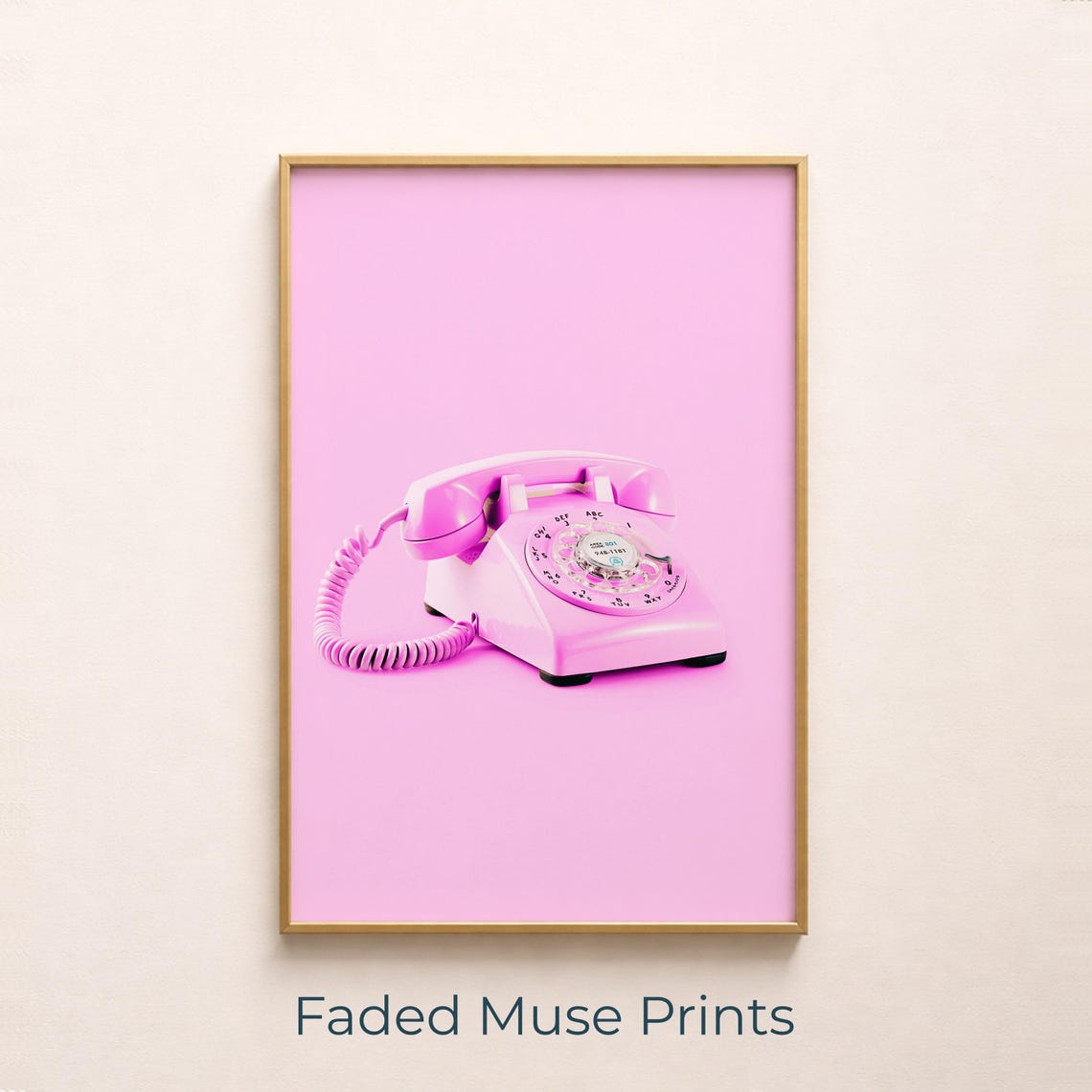 Vintage Pink Rotary Telephone Retro Pop Art Photo Wall Poster