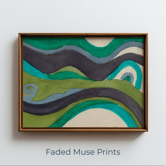 Midcentury Modern Abstract Art Retro Waves Minimalist Painting Digital Download 2294