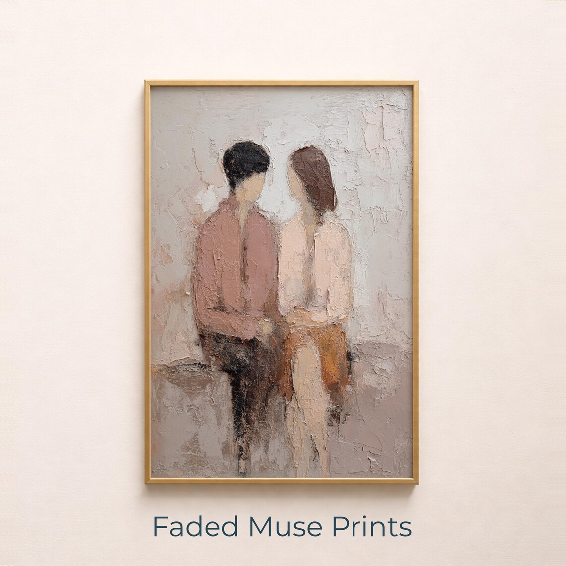 Minimalist Couple On Bench, Wall Art Print