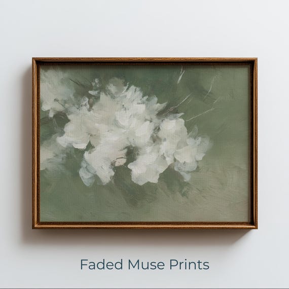 Vintage Abstract Floral Study Neutral White Blossom Art Digital Download 1237