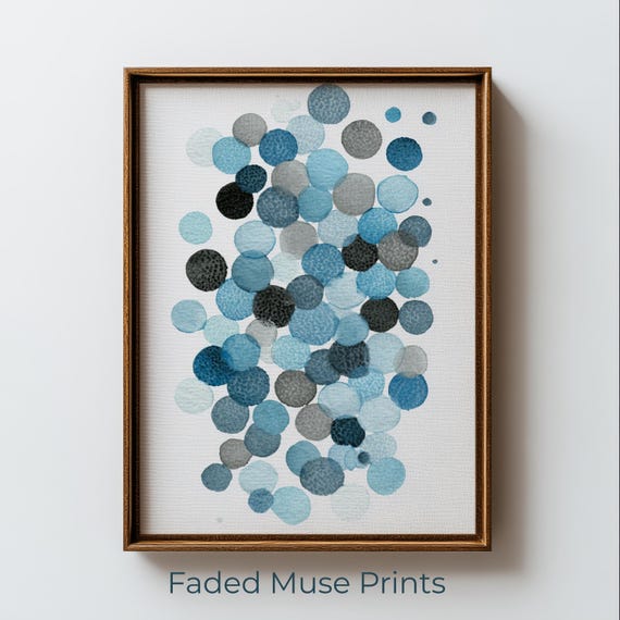Blue And Gray Watercolor Circles Art Minimalist Modern Wall Print Digital Download 1323