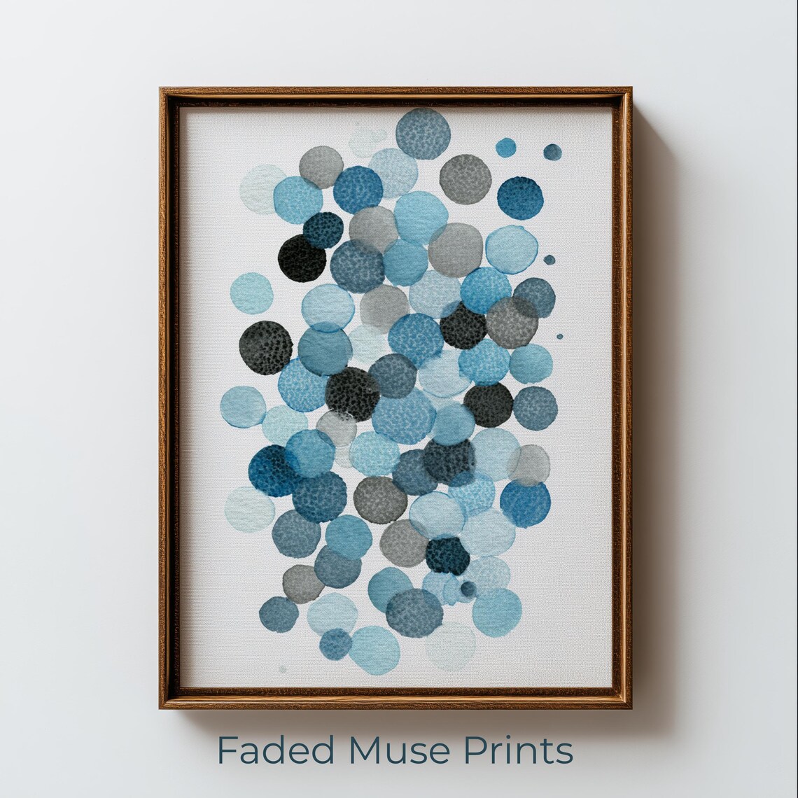 Blue And Gray Watercolor Circles Art Minimalist Modern Wall Print Digital Download 1323