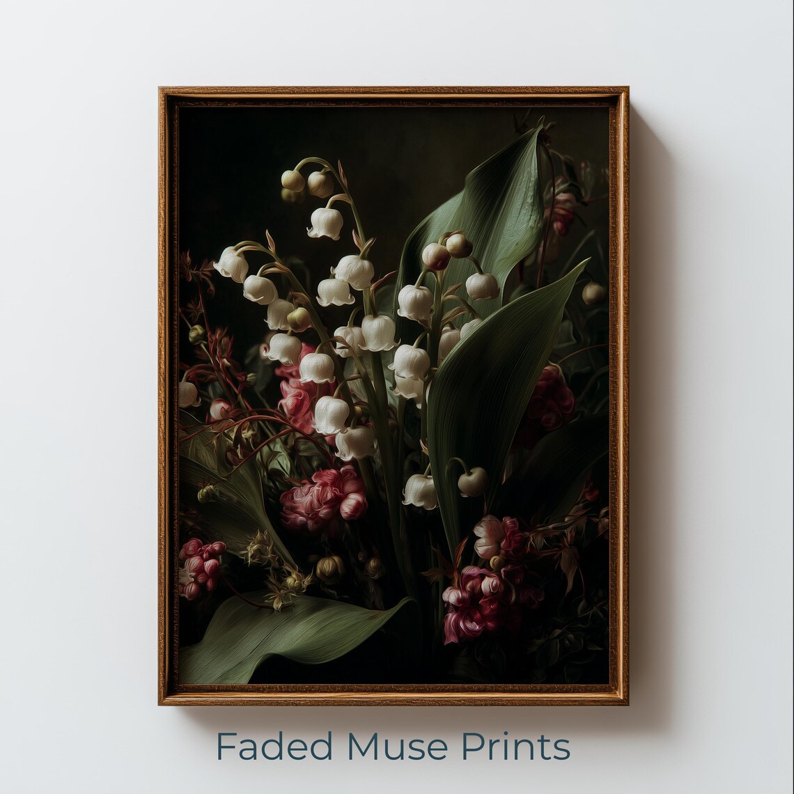 Lily Of The Valley Still Life White Bells Dark Moody Floral Wall Art