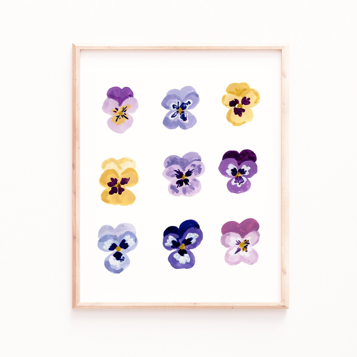 Pansies Botanical Watercolor Gouache Art Print