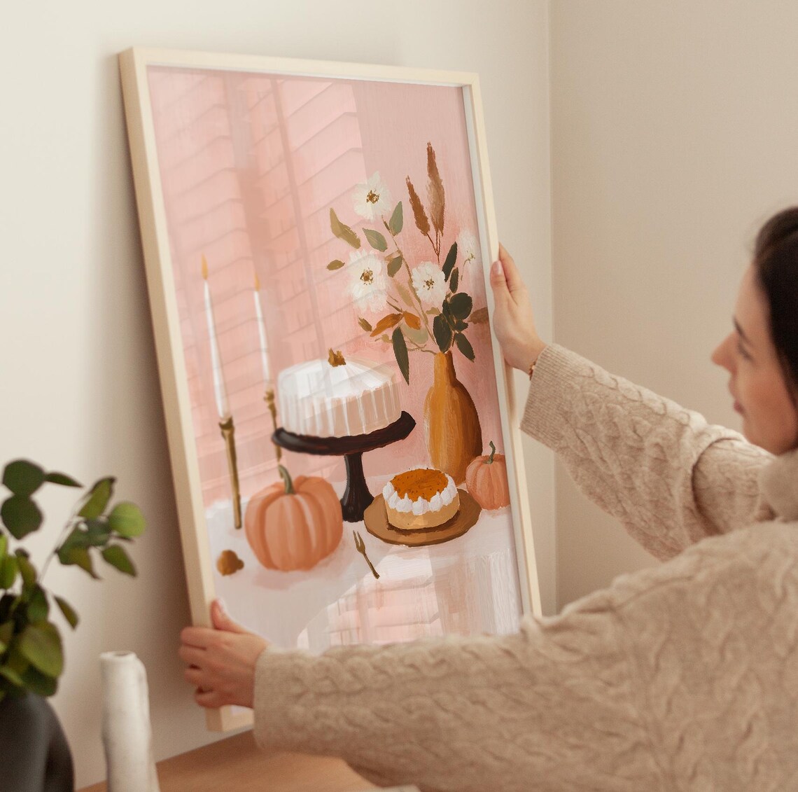 Pastel Pumpkin Dessert Art Print, Vintage Boho Fall - Image 3