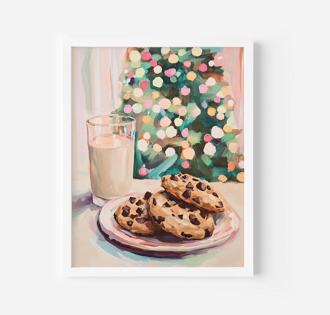 Milk And Cookies For Santa With Christmas Tree Festive Art Poster