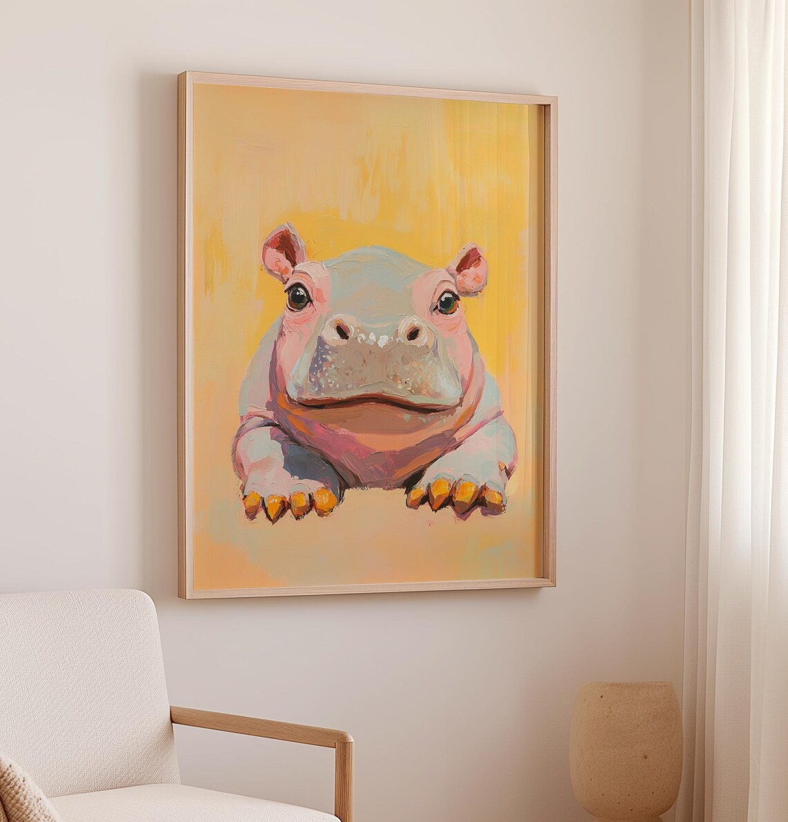 Baby Hippo Vintage Style Nursery Art Print - Image 2