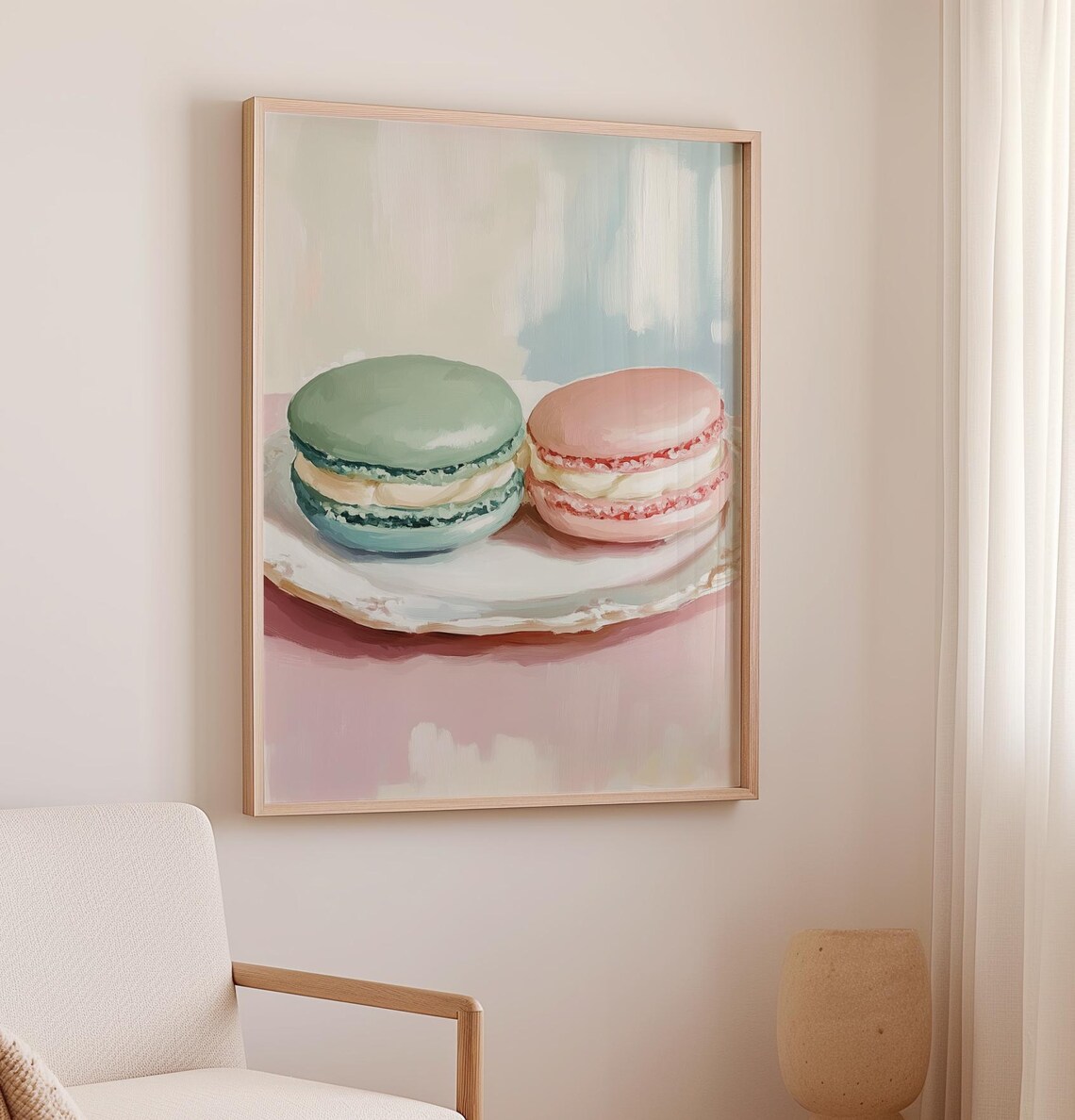 Pastel Macaron Duo Green Pink French Patisserie Sweet Art Print Poster - Image 3