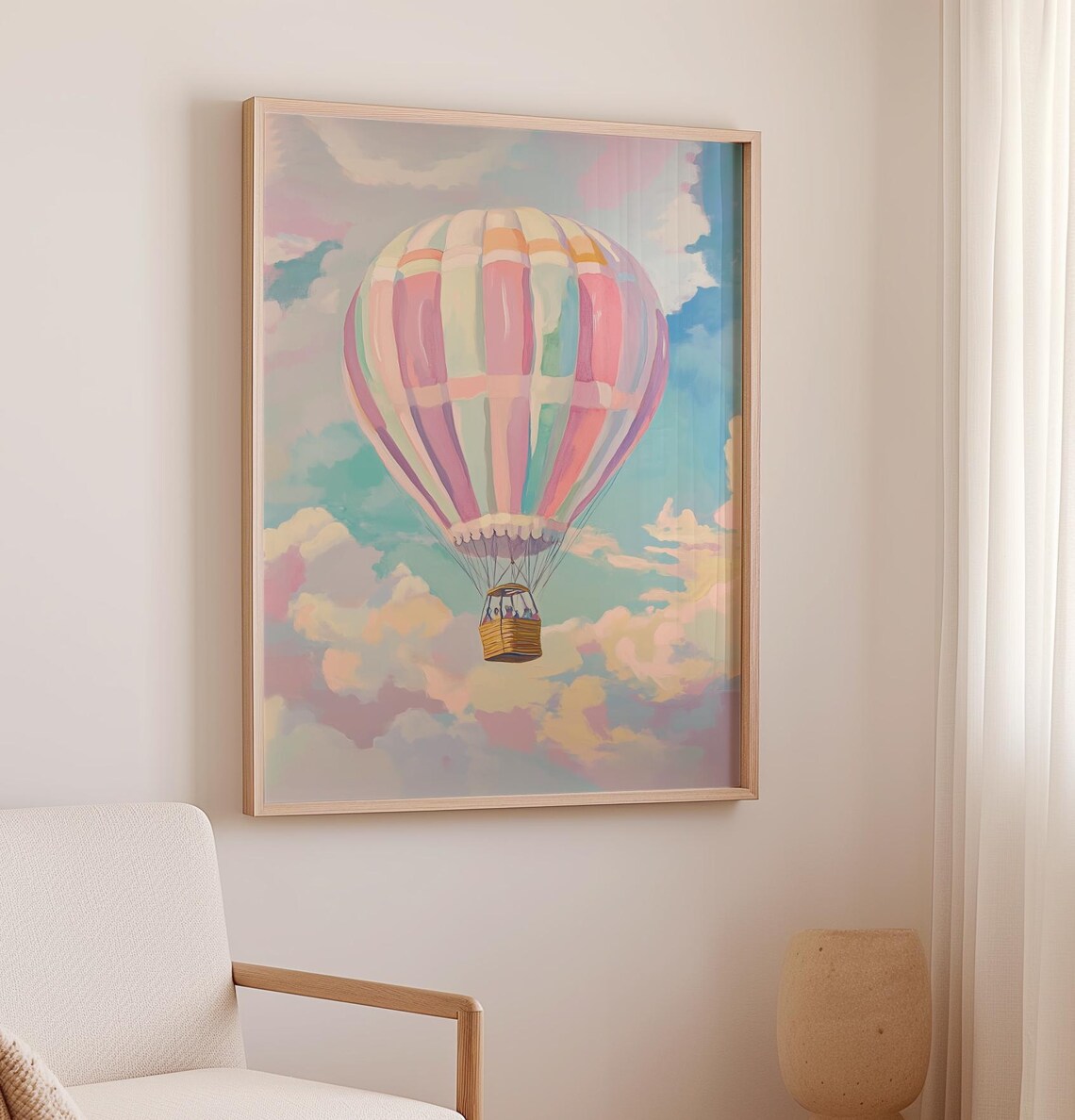 Hot Air Balloon Nursery Decor Art Print, Whimsical Painting - Image 2