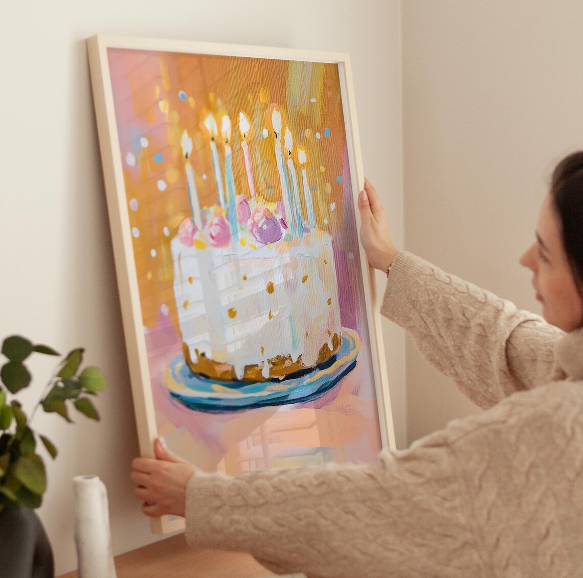 Birthday Cake Retro Kitchen Bakery Wall Art Print