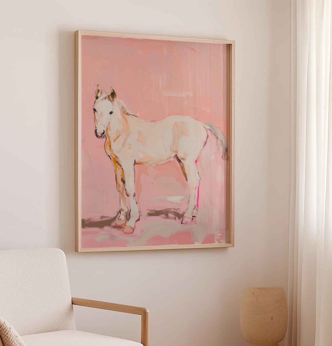 White Horse Minimalist Animal Poster, Elegant Decor - Image 2