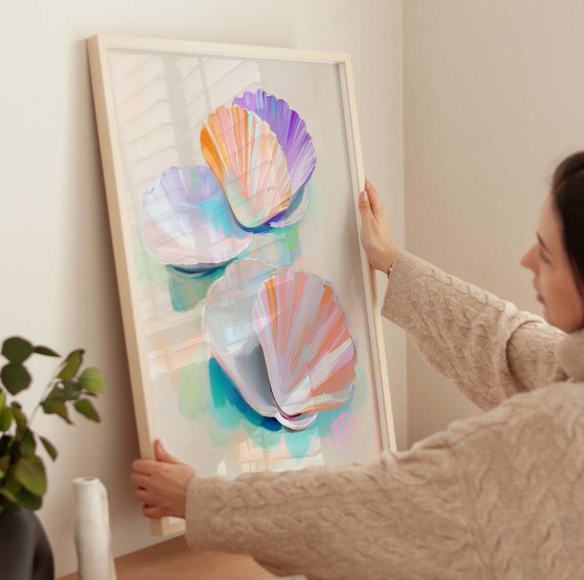 Pastel Seashells Coastal Summer Beach Shell Art Painting Poster - Image 3