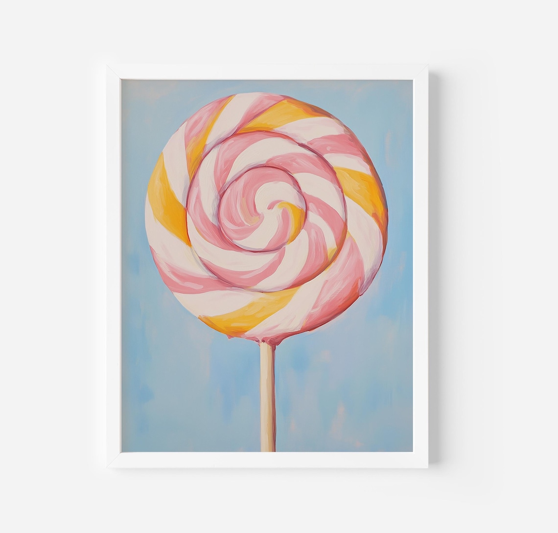 Giant Swirl Lollipop Pink And Yellow Candy Pop Art Kids Poster
