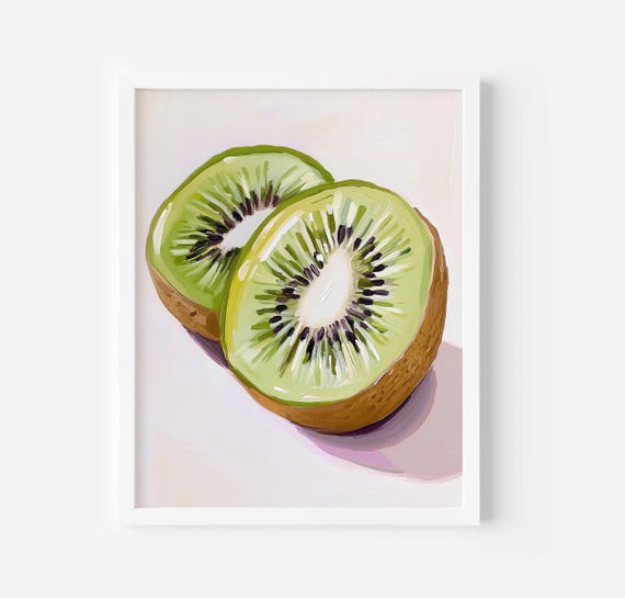 Kiwi Fruit Slice Print Kitchen Wall Decor Kiwi Art Tropical Kiwi Poster Fruit Slice Decor Pastel Painting