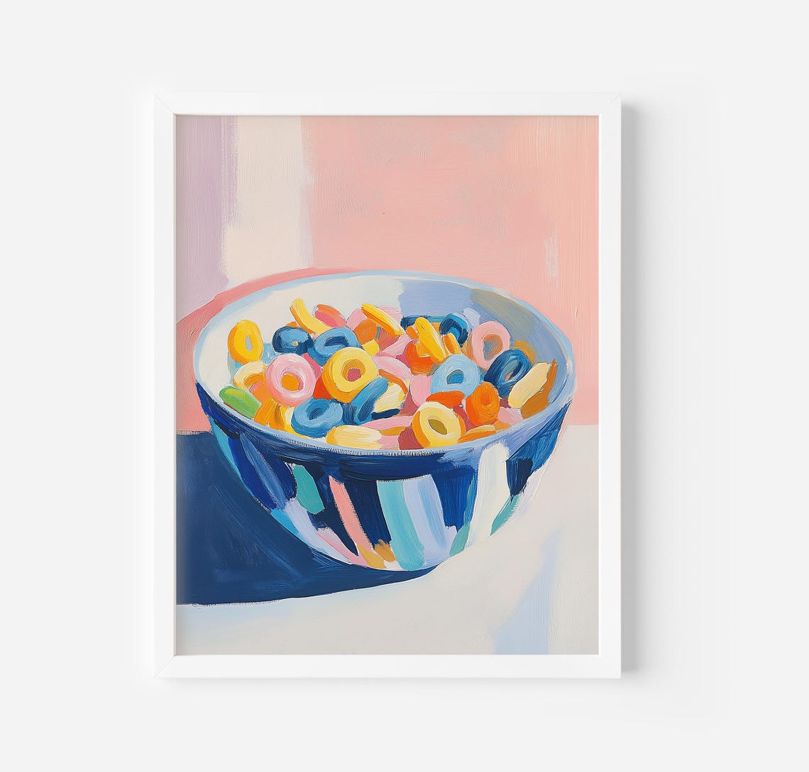 Colorful Cereal Bowl Modern Kitchen Breakfast Pop Painting Poster