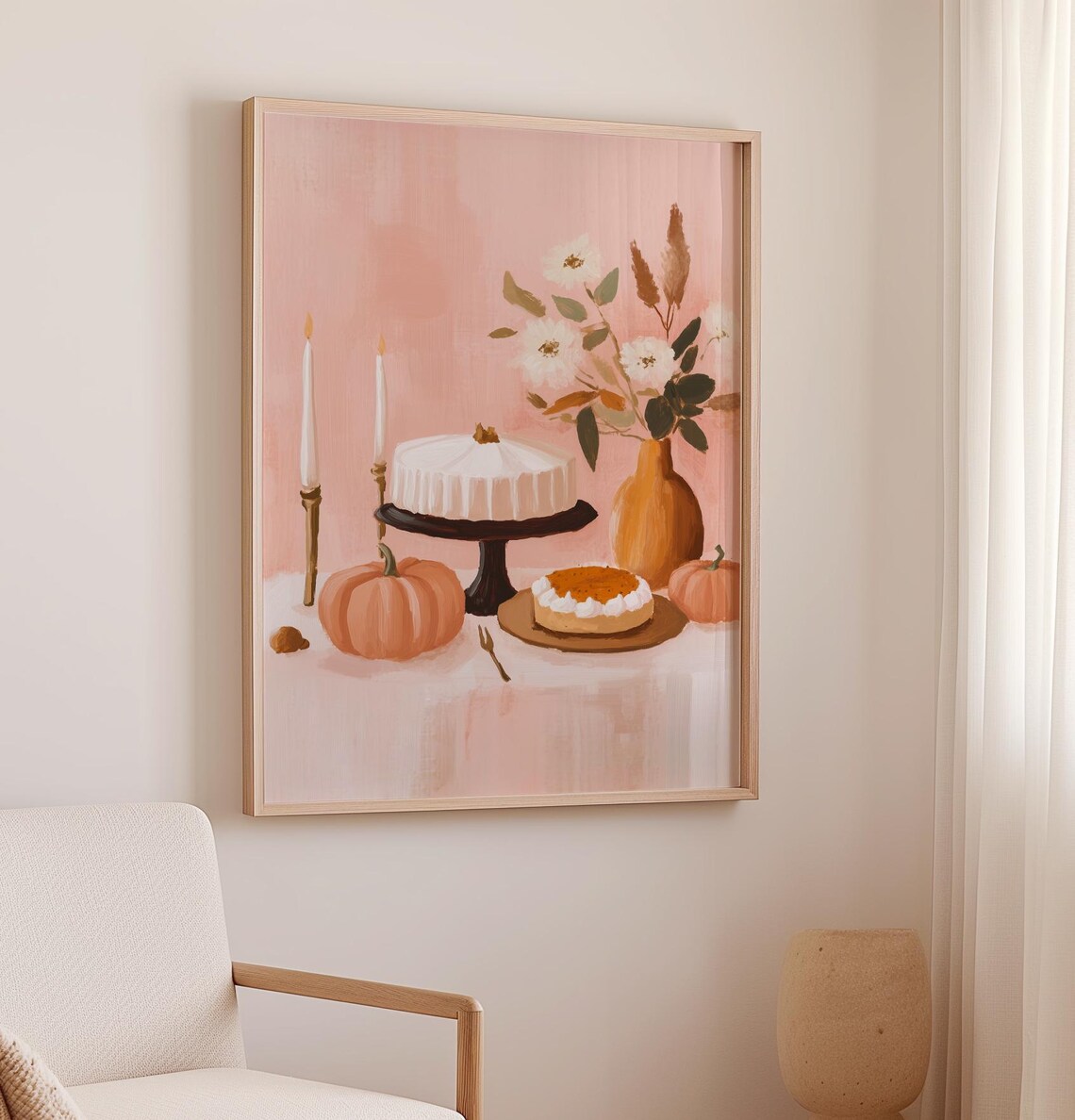 Pastel Pumpkin Dessert Art Print, Vintage Boho Fall - Image 2