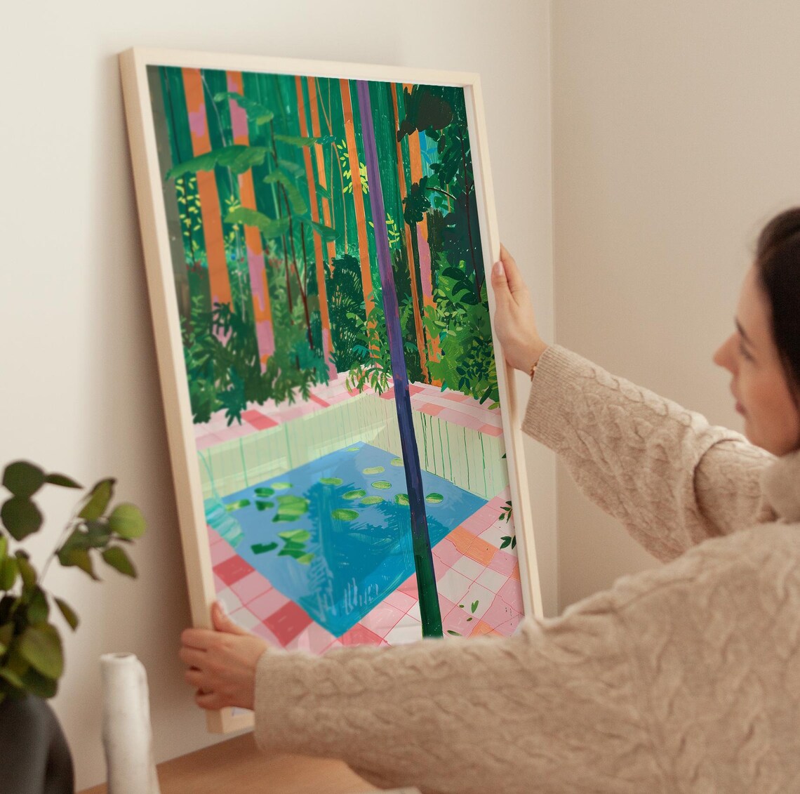 Forest Pool With Lily Pads Jungle Watercolor Painting Poster - Image 3