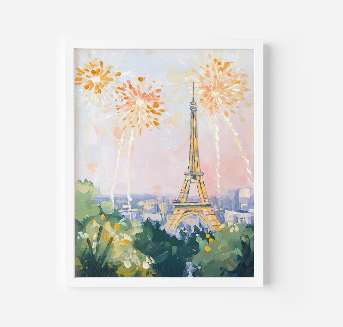 Paris Fireworks New Year 2025 Travel Poster