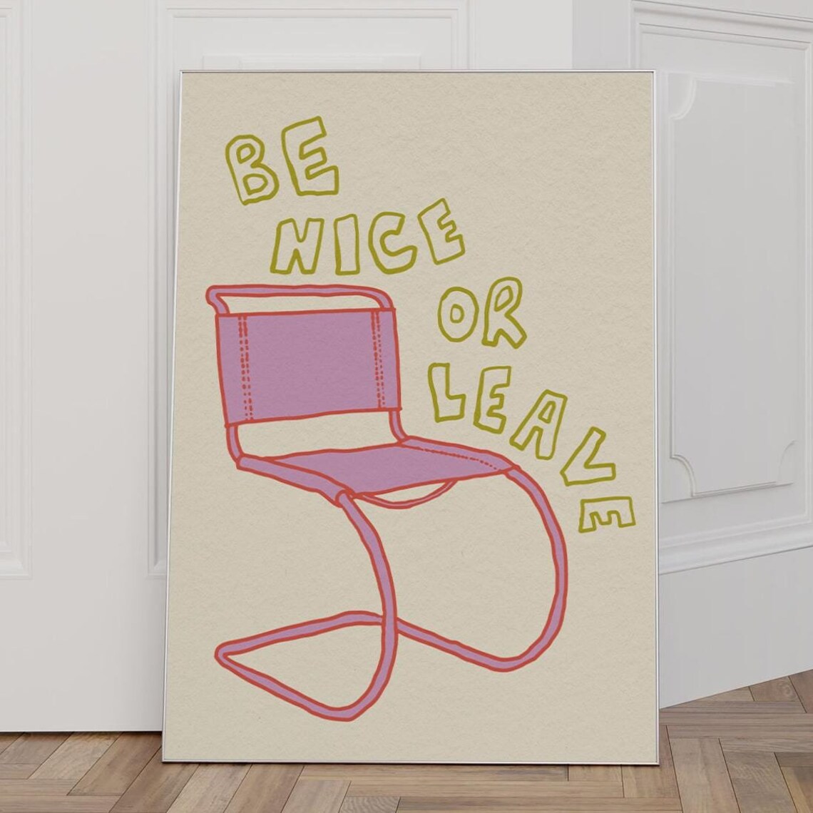Be Nice Or Leave Retro Wall Art Print - Image 4