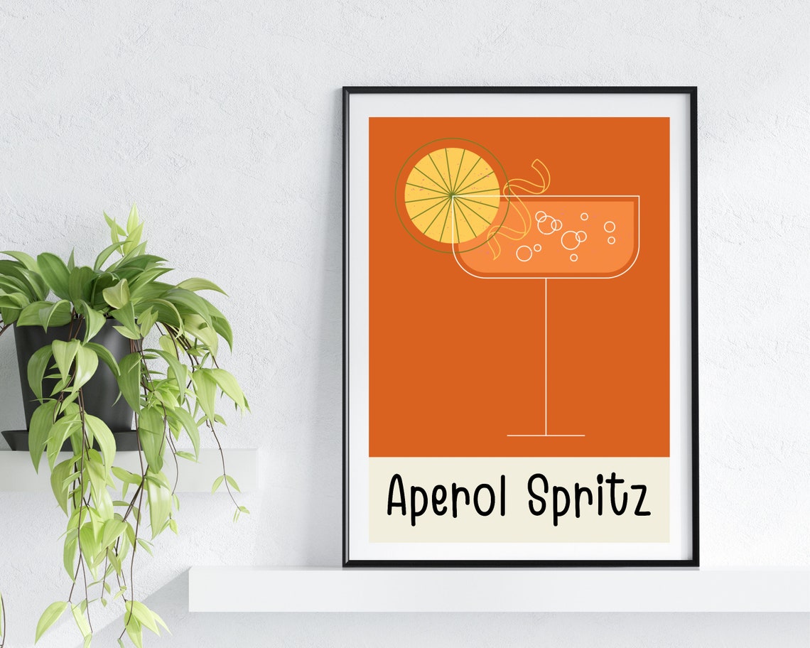 Aperol Spritz Orange Coupe Minimalist Cocktail Bar Drink Poster - Image 3