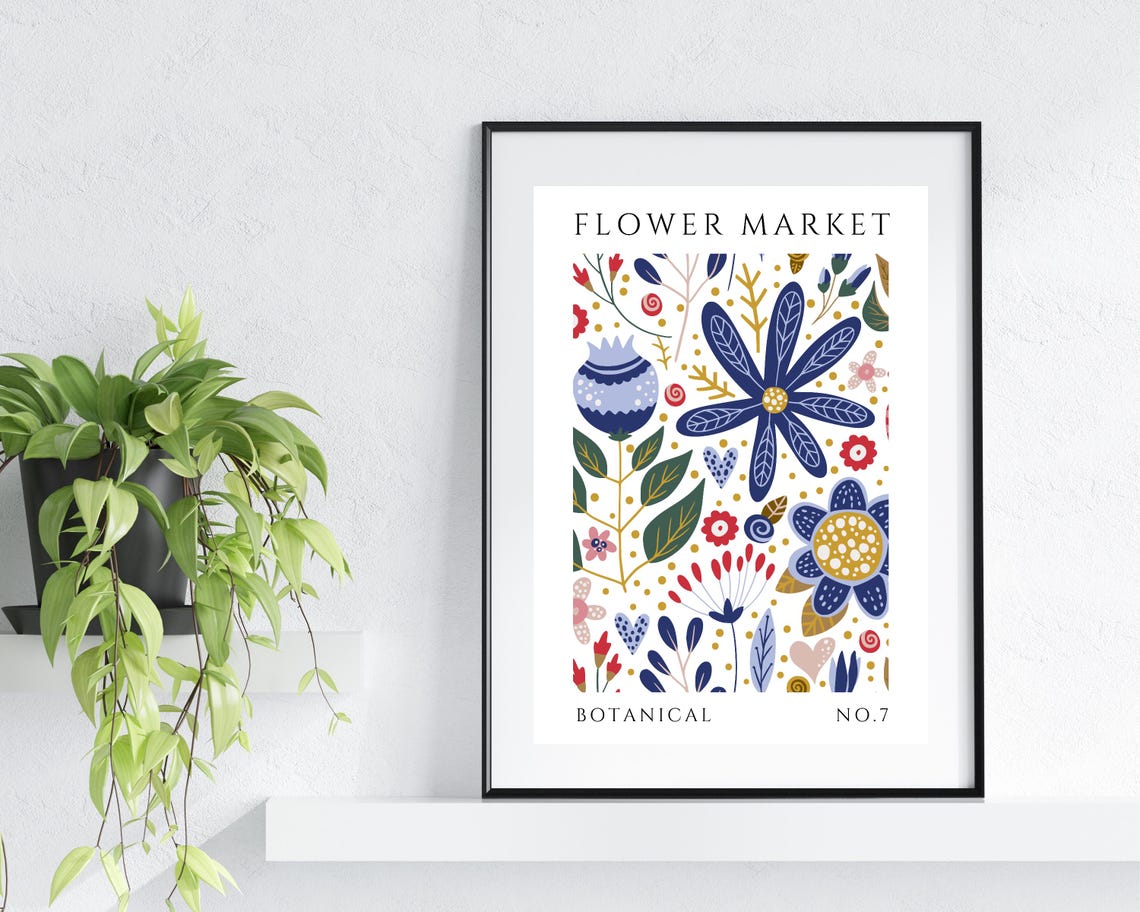 Flower Market Print Botanical Print Boho Flower Print Flower Market Butterfly Print Bedroom Print Floral Wall Art Abstract Flowers - Image 2