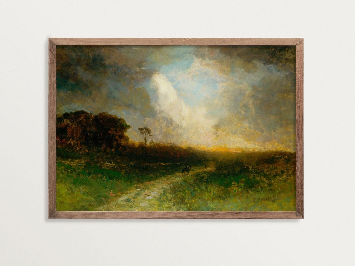 Vintage Country Farmhouse Landscape Art Print