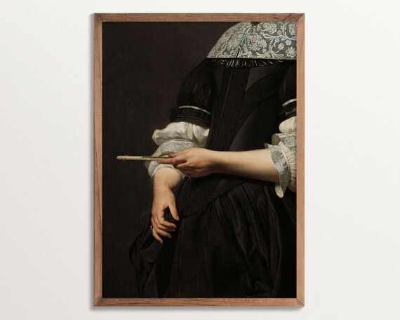Vintage Baroque Woman Portrait Art Print, Gothic Decor