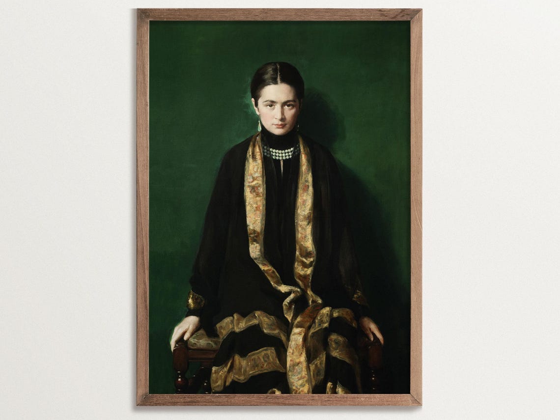 Mrs Dalahaye Victorian Portrait Art Print, Dark Academia