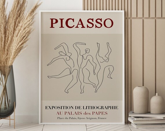Picasso Avignon Lithography Exhibition Dancing Figures Line Art Poster