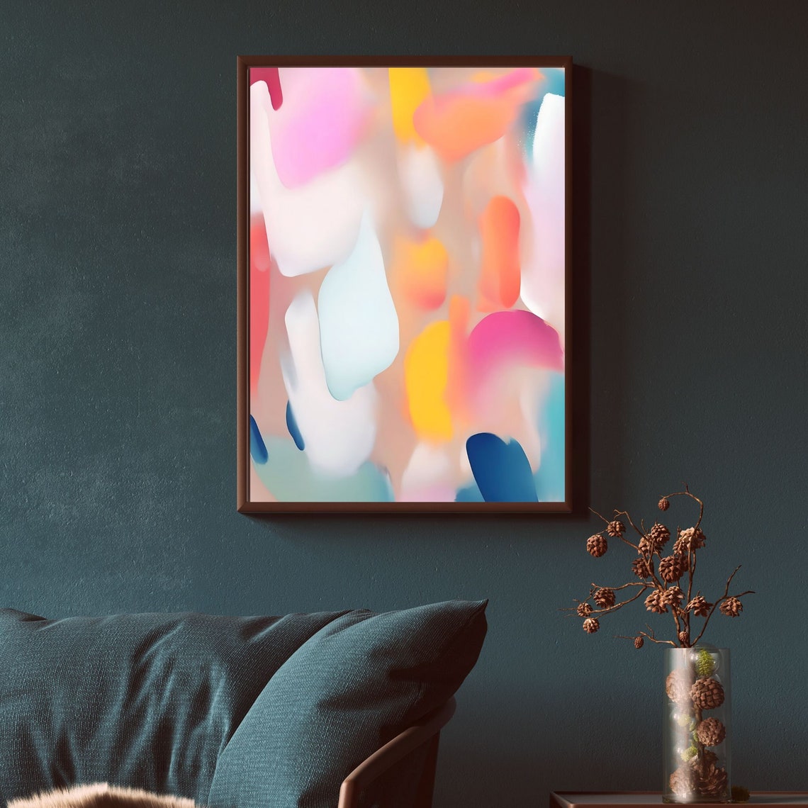 Pink Abstract Blurred Gradient Shapes Modern Colorful Decor Poster