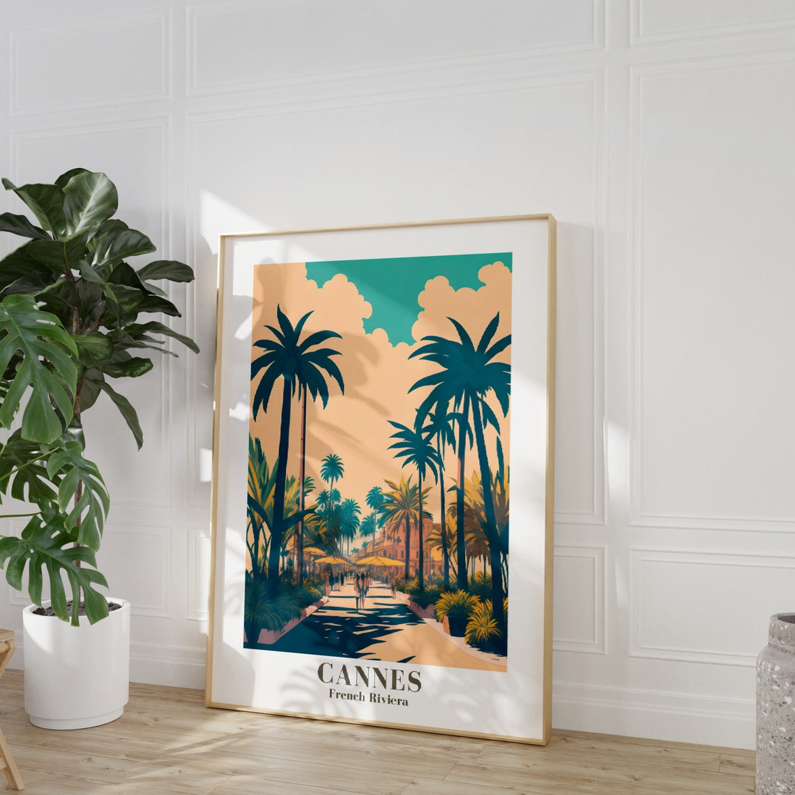 Cannes Travel Print French Riviera Poster Art France Travel Print Trendy Wall Art Cities Poster City Skyline Wall Art - Image 2
