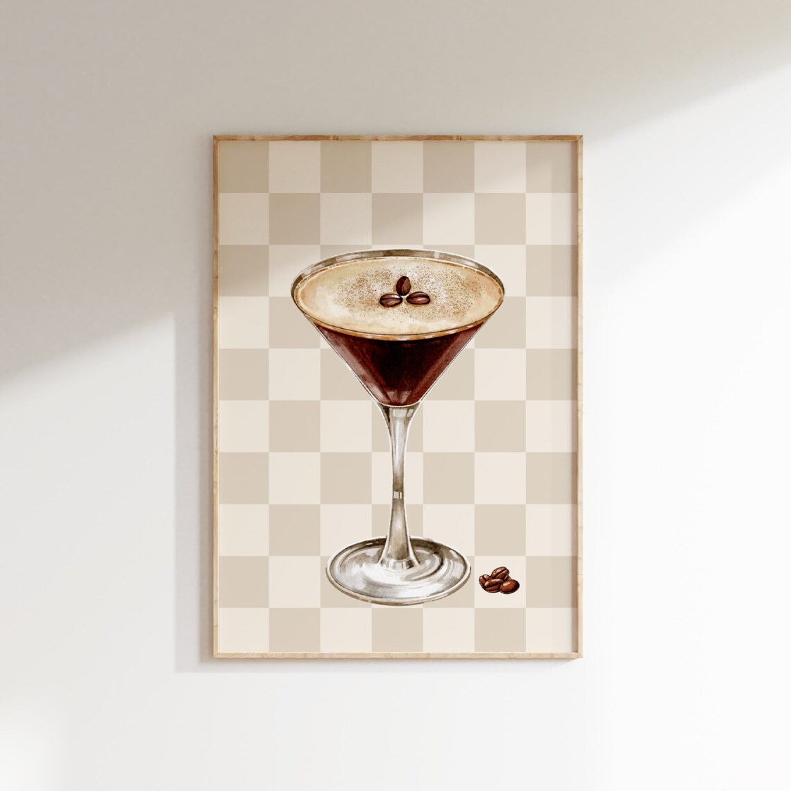 Espresso Martini Retro Checkered Cocktail Art Print - Image 4