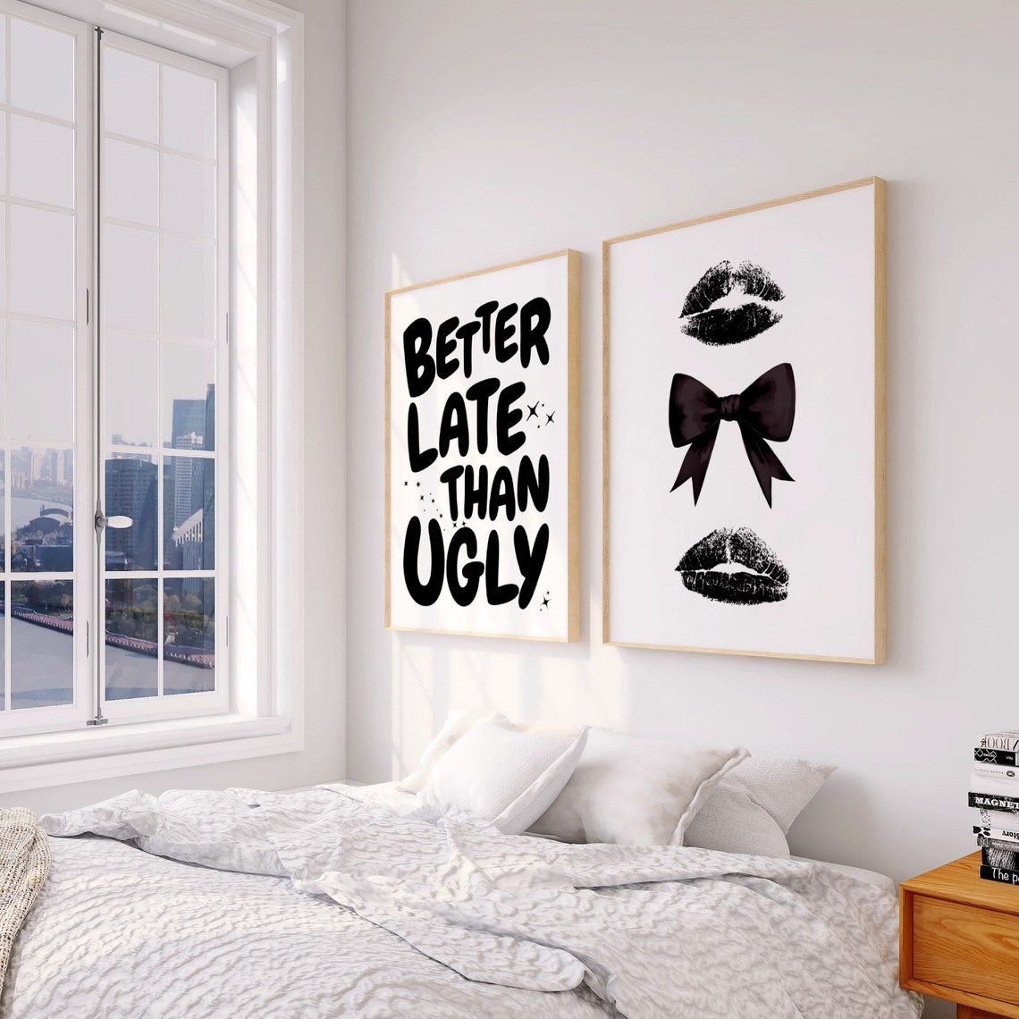 Black Lipstick Kiss Marks With Big Bow Coquette Decor Poster - Image 2