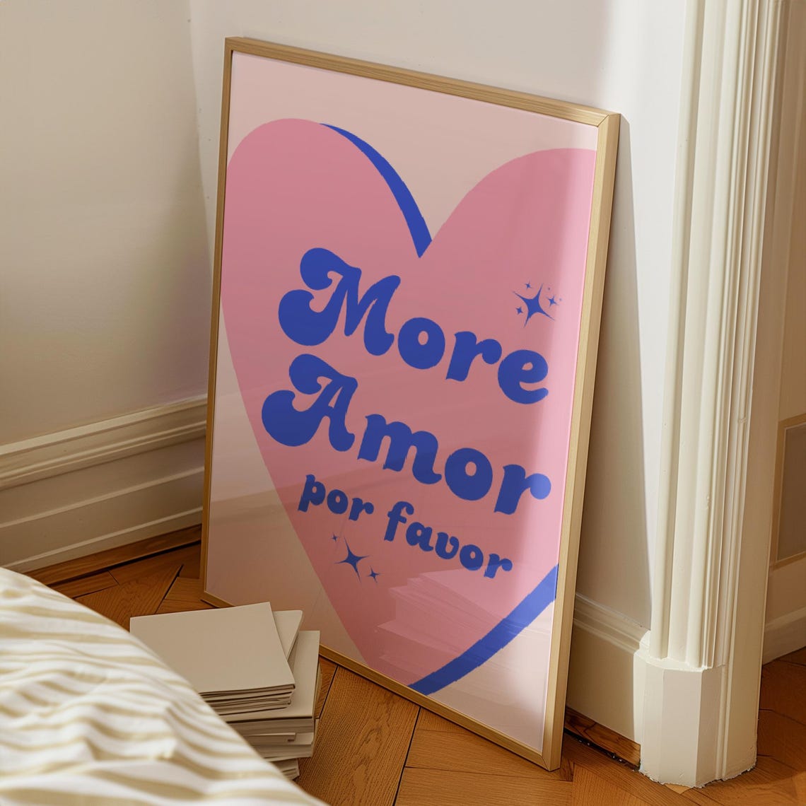 More Amor Por Favor Poster Girly Preppy College Apartment Decor Pink Blue Trendy Art Print Maximalist Spanish Love Quote Poster - Image 3